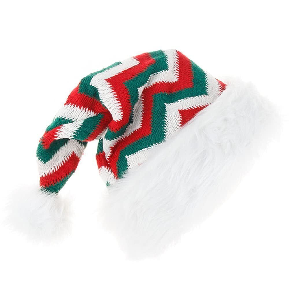 4521 Knit Santa Hat for Adults Red Green and White